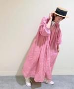 【 限定色販売 】リネンキャンバス　カフタンワンピース